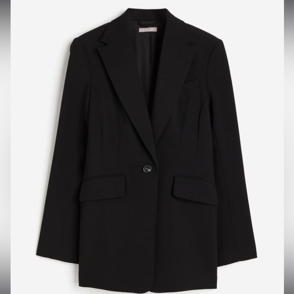 H&M black women fitted blazer